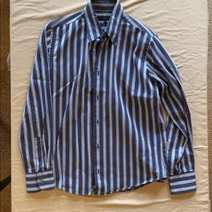 Ted Baker Size 3 blue striped cotton dress shirt